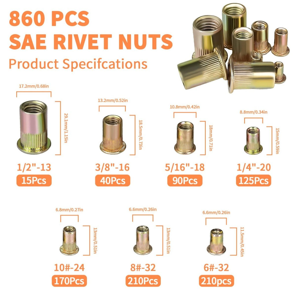 860Pcs Rivet Nut Tool Kit