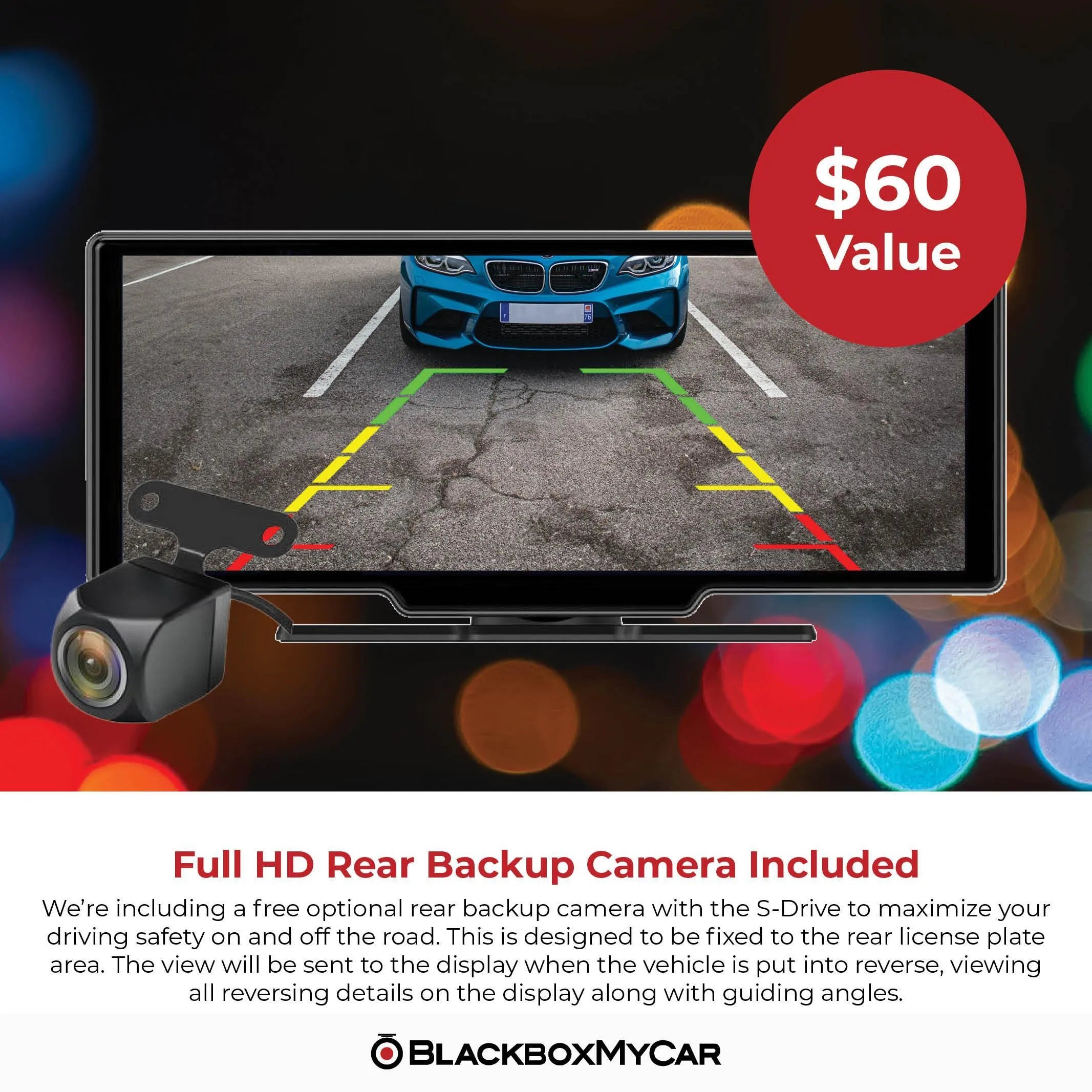 BlackboxMyCar S-Drive 10" Wireless CarPlay & Android Auto Display w/ Dash Cam