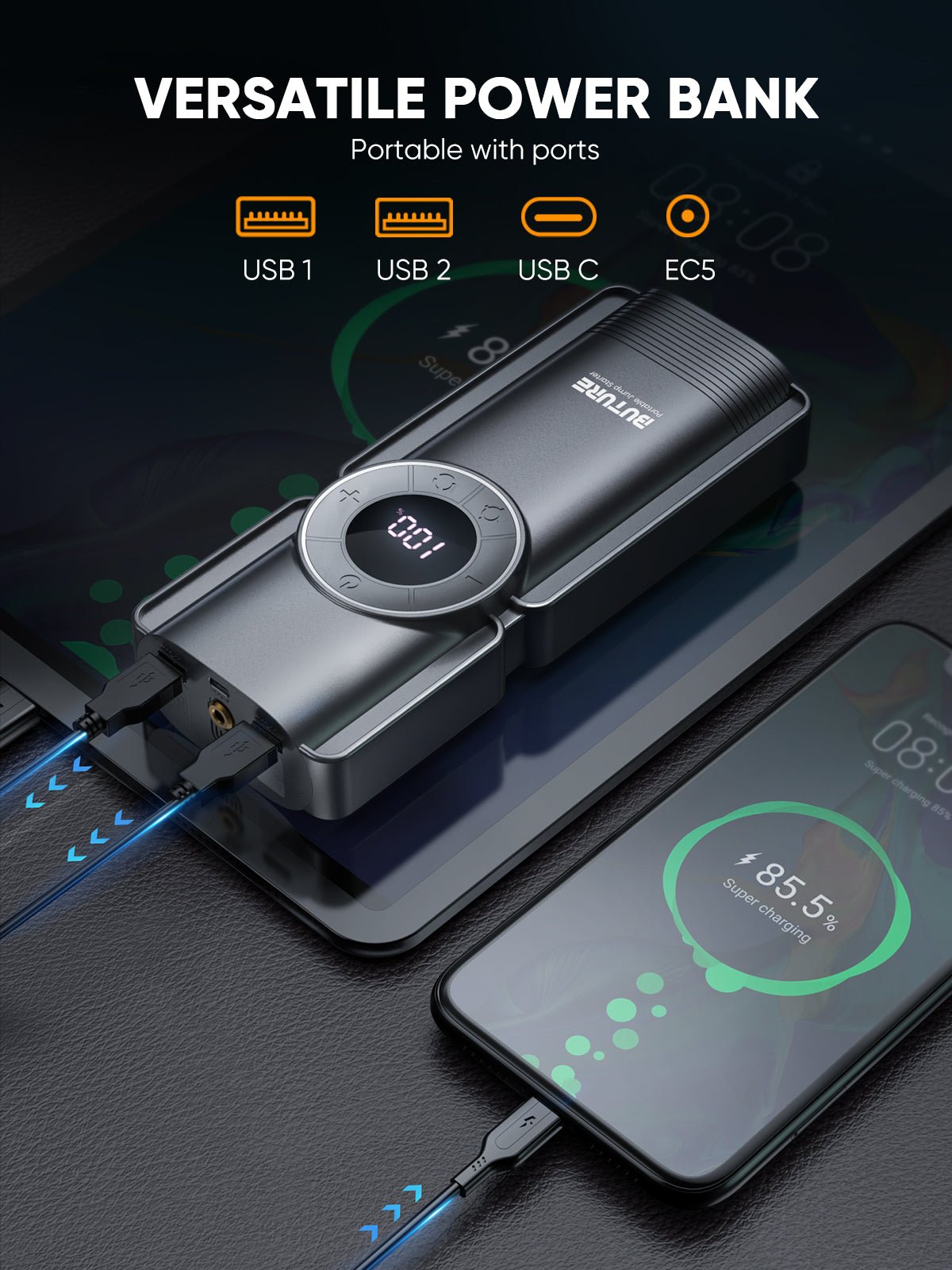 Buture Beta01 Palm-Sized Jump Starter with Air Compressor丨3500A Peak Power, Auto Shut-Off Inflation